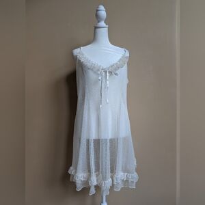 Vtg Secret Treasures White Lace Chemise